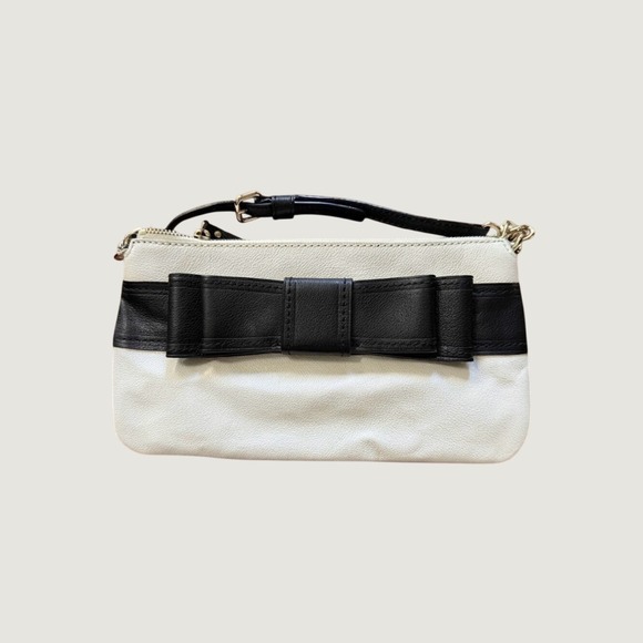 kate spade Handbags - Kate Spade New York Leather Bow Crossbody Bag Purse Polka Dot Lining White Black
